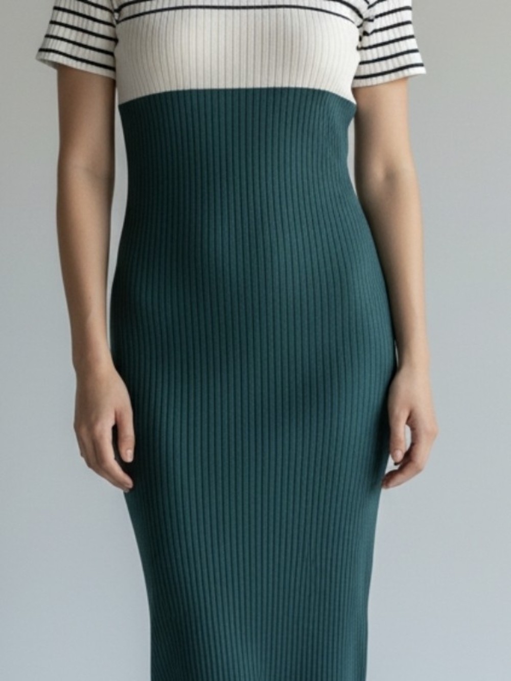 PatPat Ribbed Pencil Skirt in Teal Green